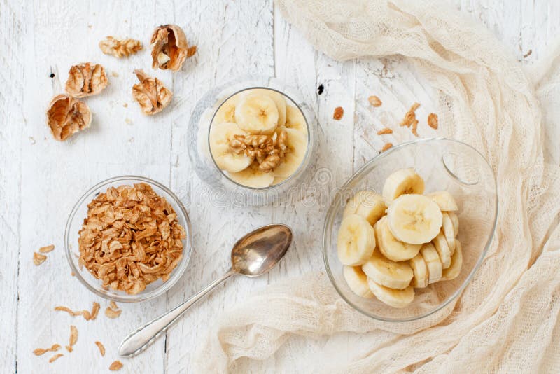 Chia Pudding Parfait with Banana Stock Photo - Image of parfait, cereal ...