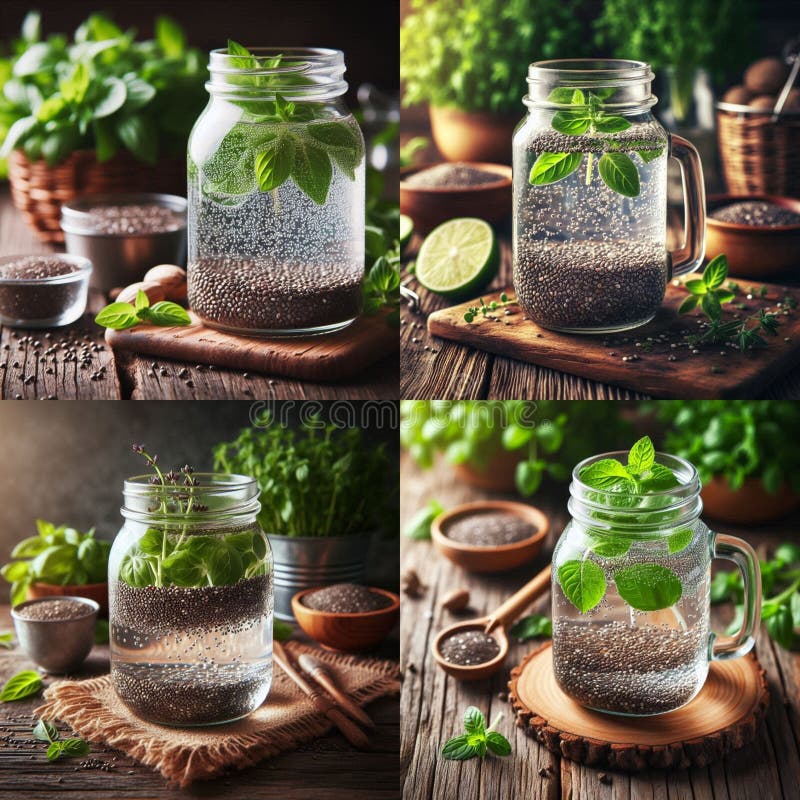 : Chia Seed Water Infted with Mint. Chia Seed Water Inflowana Mint ndash Zdrowy Detox Drink Collection
