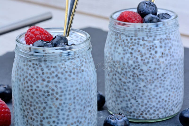 Chia Seeds with Coconut Milk and Berries Stock Image Image of healthy, diet 92969089