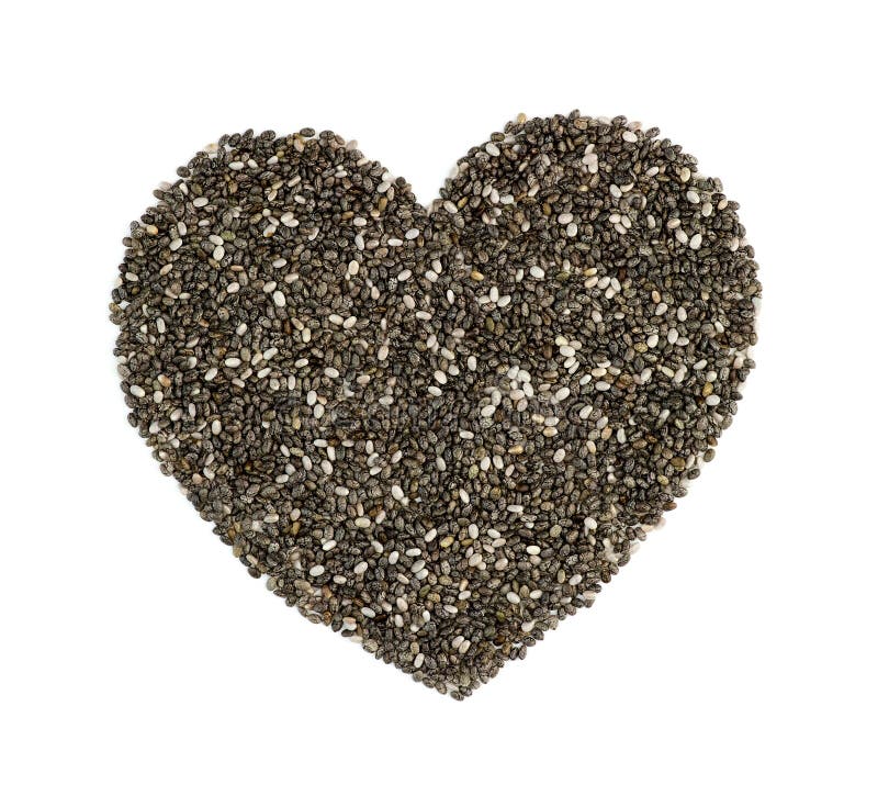 Chia Seeds in Heart Shape Isolated on White Stock Image Image of