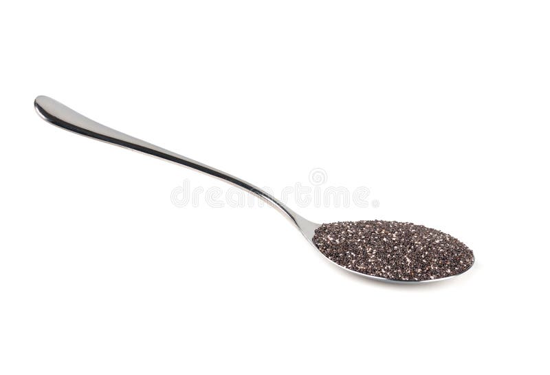 Chia Seeds in an Iron Spoon, Isolated Stock Photo Image of seed