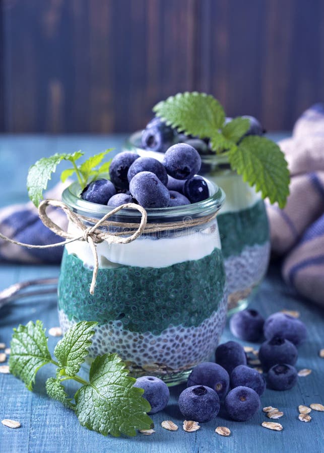 Chia Seeds with Spirulina Pudding Stock Photo Image of retro, dessert
