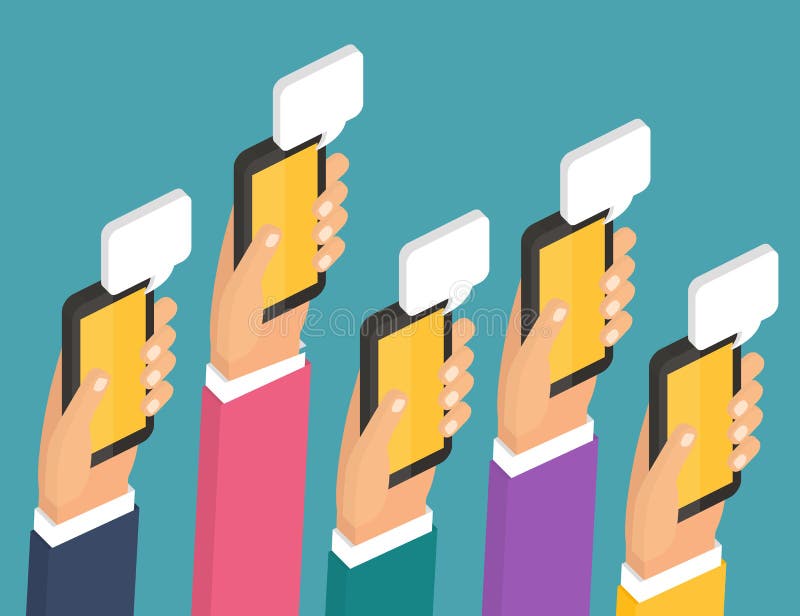 Chat mobile instantaneo, isometrico piatto 3d illustrazione di stock