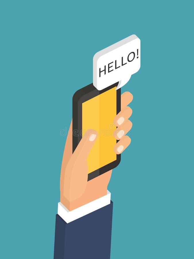 Chat mobile istantaneo, isometrico piatto 3d illustrazione di stock