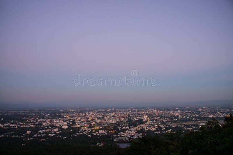 Chiang Mai cityscape in evening with clear blue sky. Image of Chiang Mai cityscape in evening with clear blue sky royalty free stock images Chiang Mai cityscape in evening with clear blue sky. Image of Chiang Mai cityscape in evening with clear blue sky royalty free stock images