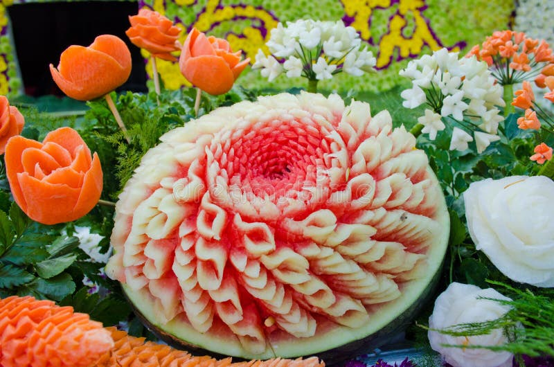 Chiangmai ,Thai Carved Fruit.(watermelon) Stock Image Image of mango