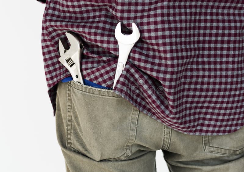 Chiave Tug Show Back Pants Pocket immagini stock Chiave Tug Show Back Pants Pocket immagini stock