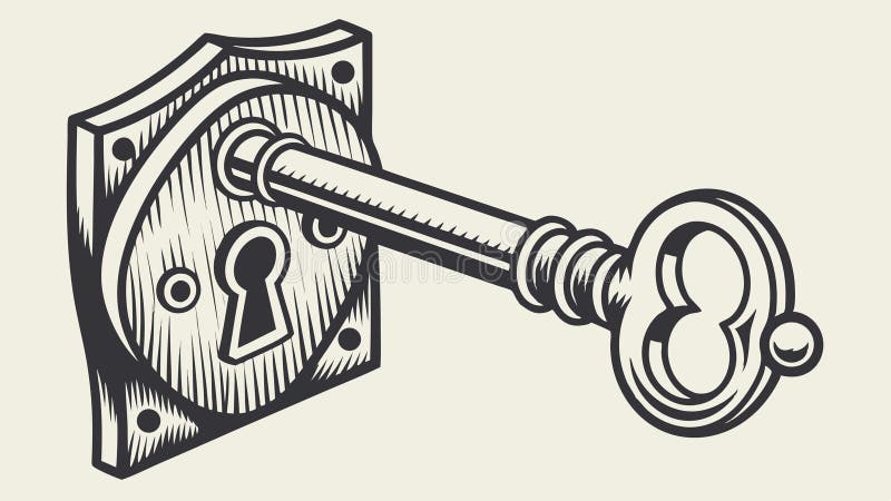 Chiave vintage nel foro chiave che sblocca il vettore di accesso segreto Progettazione AI generativa royalty illustrazione gratis
