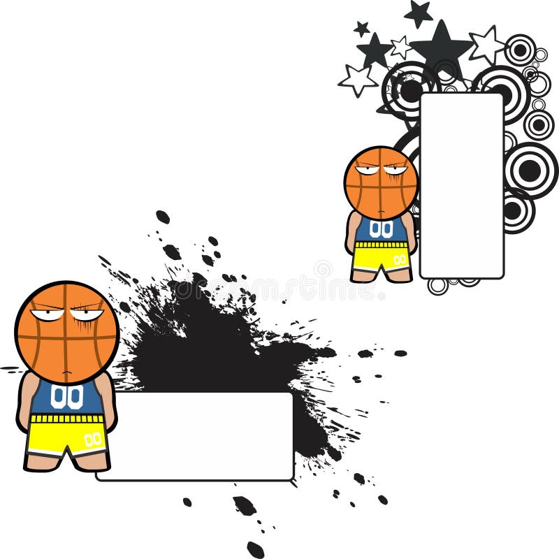 Chibi Grumpy Basketball Ball Head Kid Cartoon Expression Billboard Set
