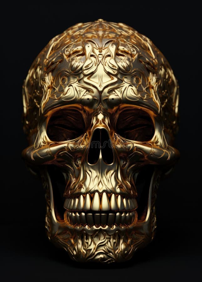 Chic allure: unveiling contemporary elegance of stylish skull with gold plating, modern luxurious decorative accent merging edgy design opulent glamour in a unique and fashion-forward statement piece AI generated. Chic allure: unveiling contemporary elegance of stylish skull with gold plating, modern luxurious decorative accent merging edgy design opulent glamour in a unique and fashion-forward statement piece AI generated