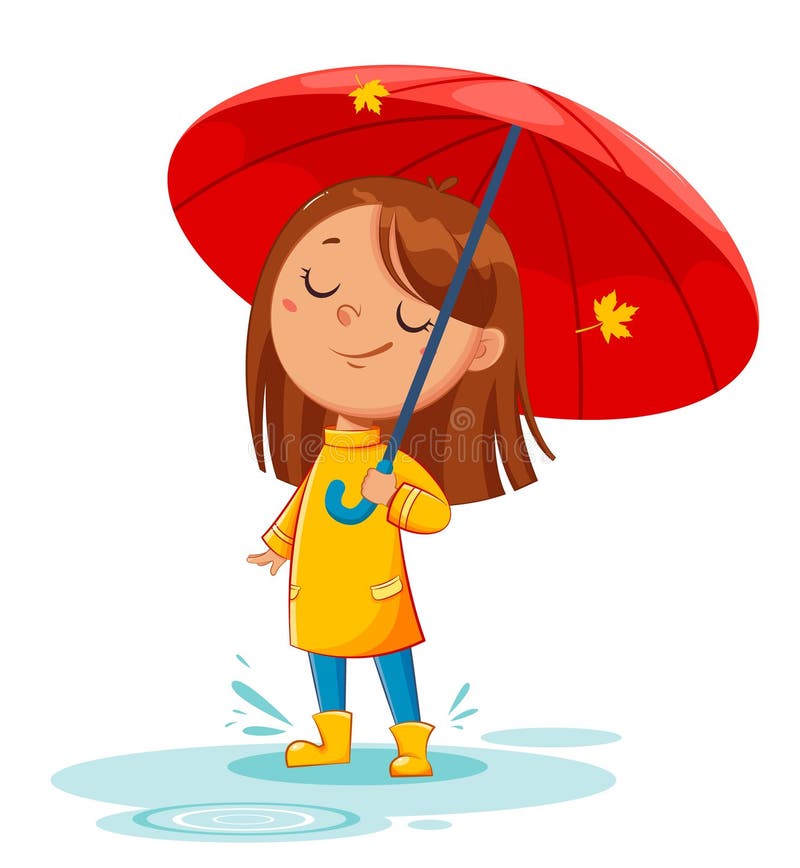 Una mujer joven con un paraguas en una chaqueta de lluvia usa una capucha y  protege su cabeza de la lluvia y el viento fuerte durante el otoño tardío