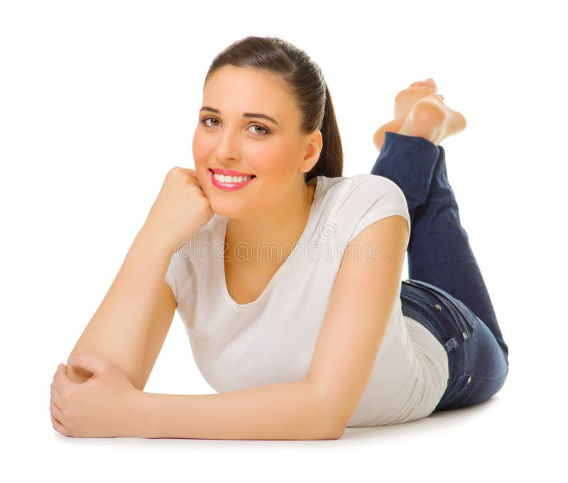 Chica joven en el suelo imagenes de archivo Chica joven en el suelo imagenes de archivo