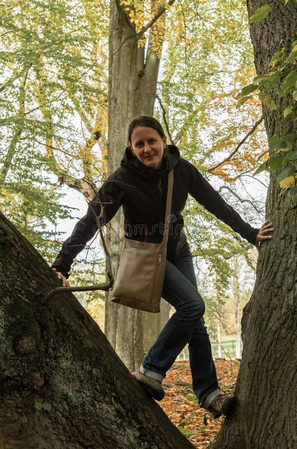 Chica joven en el árbol imagen de archivo libre de regalías Chica joven en el árbol imagen de archivo libre de regalías