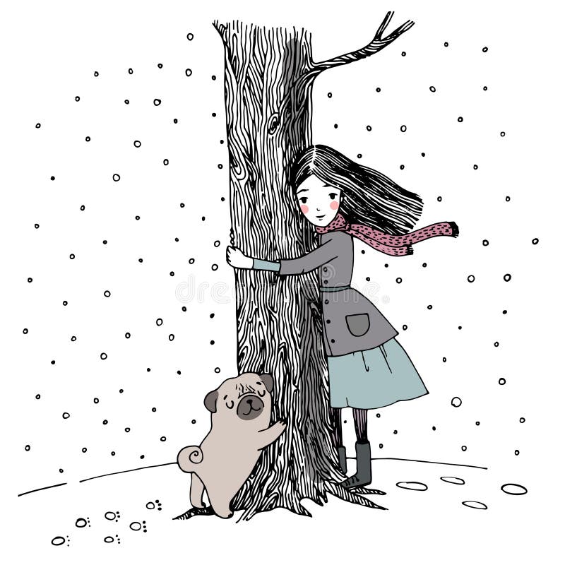 Chica joven hermosa y un barro amasado lindo en el fondo blanco ilustración del vector Chica joven hermosa y un barro amasado lindo en el fondo blanco ilustración del vector