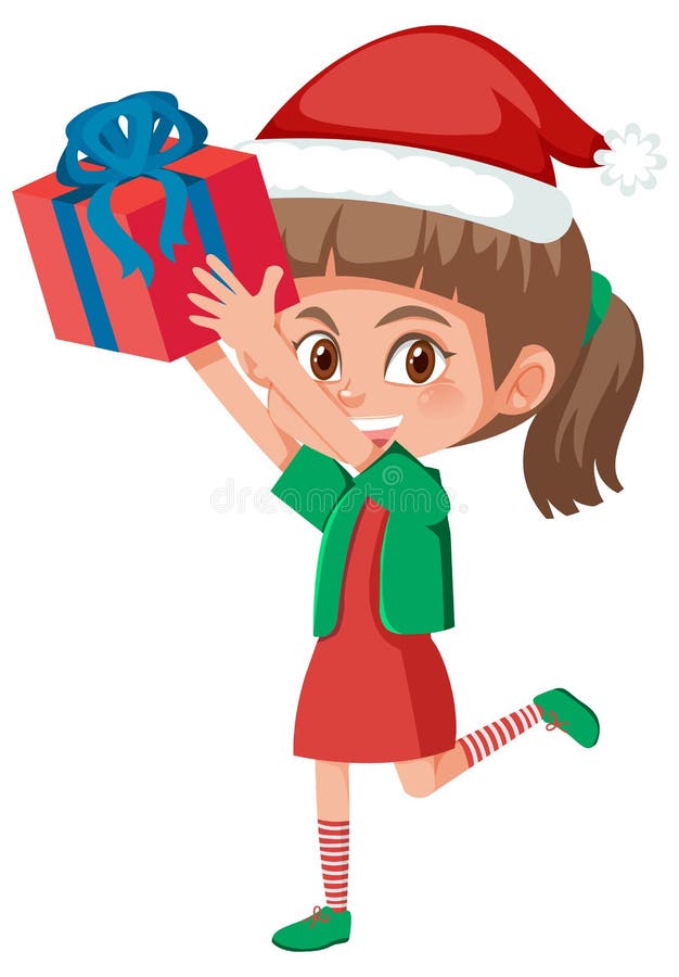 Chica joven que lleva a cabo el presente stock de ilustración Chica joven que lleva a cabo el presente stock de ilustración