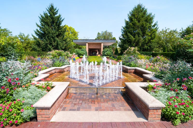The Circle Garden Area at Chicago Botanic Garden, Glencoe, USA Stock
