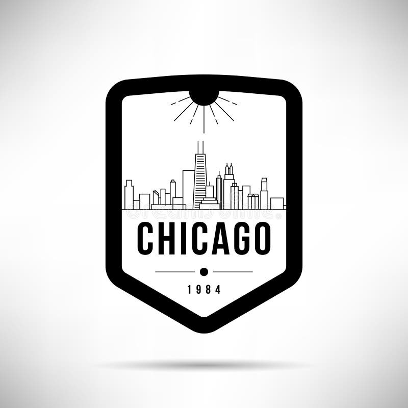 Chicago City Modern Skyline Vector Template Stock Illustration