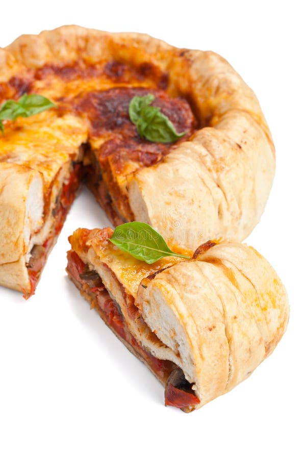 Chicago Deep Dish Pizza stock image. Image of spicy, chicago - 42619751