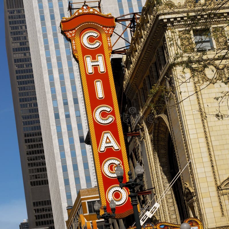 Chicago - distretto del teatro - gli S.U.A. fotografie stock libere da diritti Chicago - distretto del teatro - gli S.U.A. fotografie stock libere da diritti