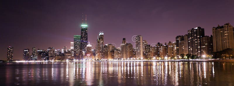 Chicago Skyline at Night stock image. Image of metro, buildings - 4048637