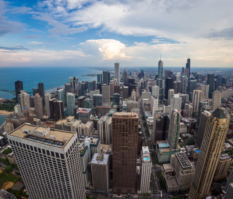 Chicago Downtown Skyline with Beautiful Cloud Stock Photo Image of