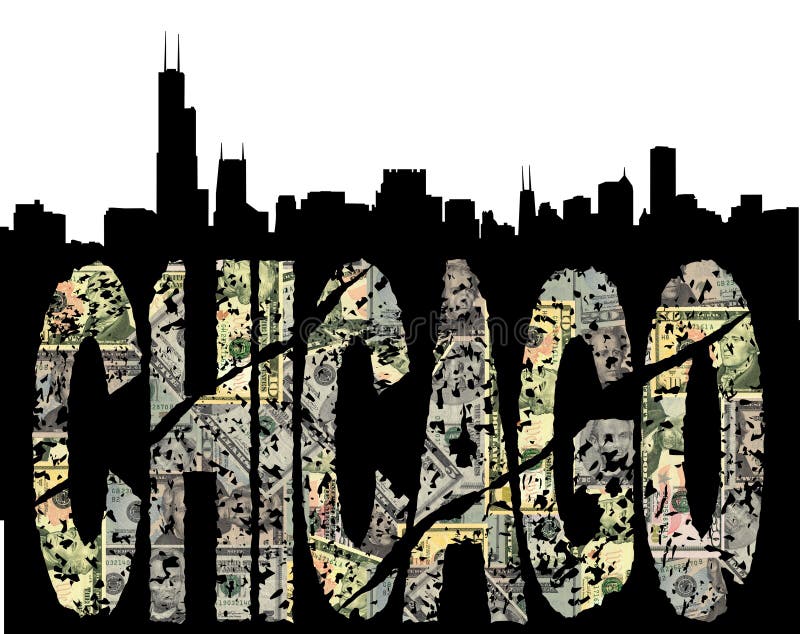 Chicago grunge dollar with skyline royalty free illustration