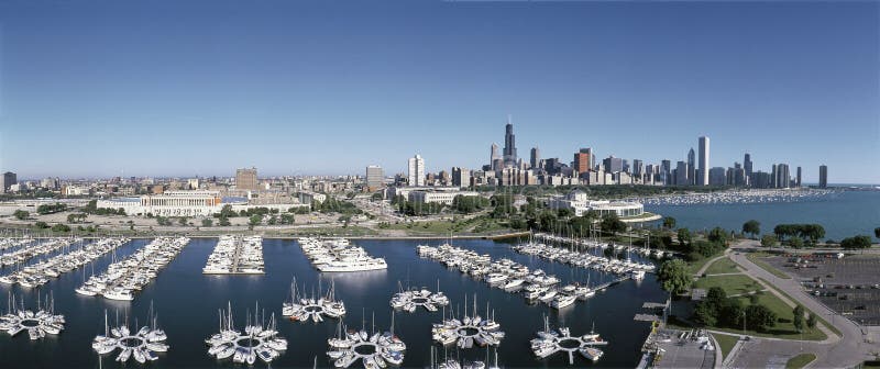 Chicago harbor with skyline on Lake Michigan stock photo Chicago harbor with skyline on Lake Michigan stock photo