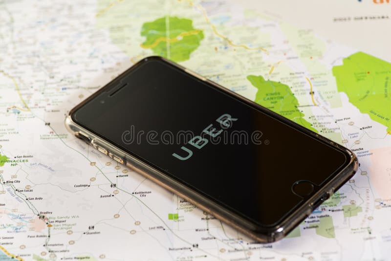 Chicago,IL,USA,Feb12,2017,Smartphone with an Uber Application on the