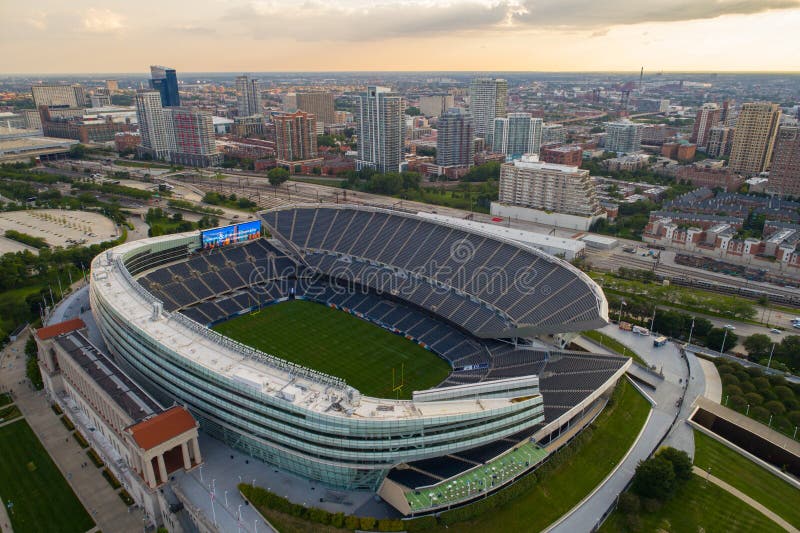 Aerial drone image Soldier Field Chicago