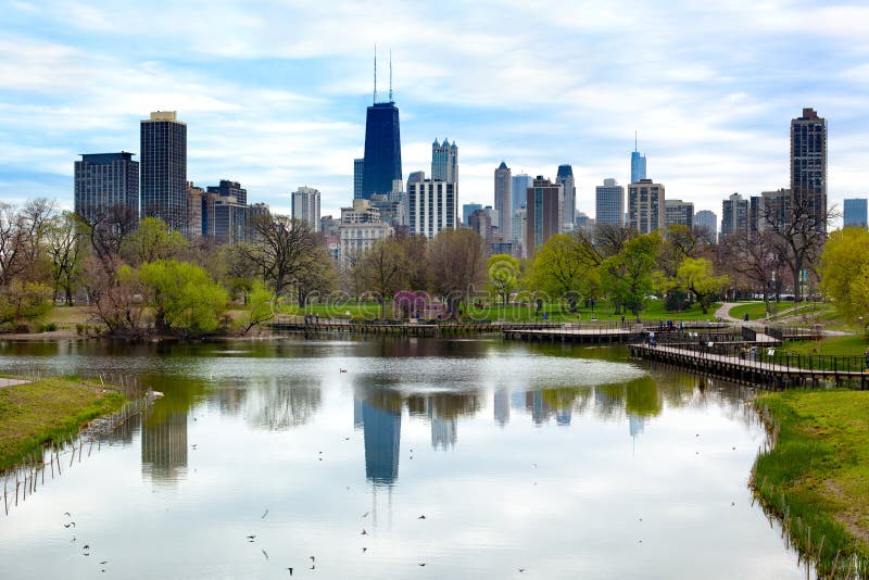 Chicago skyline from Lincoln Park royalty free stock photo Chicago skyline from Lincoln Park royalty free stock photo