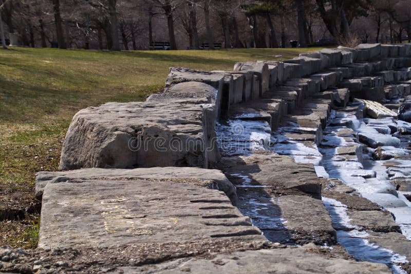 Large boulders covered with ice along Chicago's Lake Michigan shoreline on the south side royalty free stock photography Large boulders covered with ice along Chicago's Lake Michigan shoreline on the south side royalty free stock photography