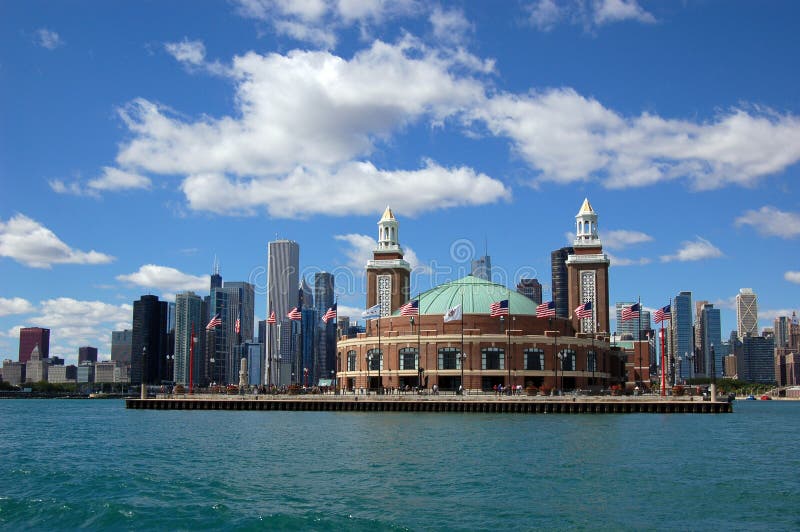 Chicago marynarki wojennej mola linia horyzontu obraz stock