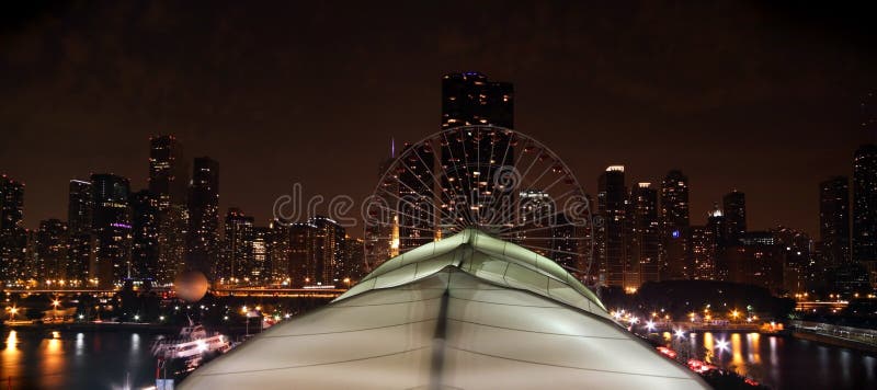 Chicago marynarki wojennej noc molo obrazy royalty free