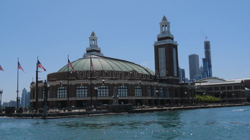 Chicago Navy Pier and Lake Michigan from Above Stock Video - Video of ...