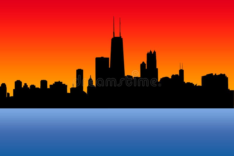 Chicago městské panorama ilustrace.