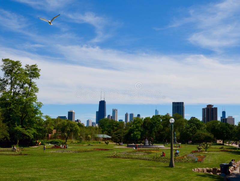Chicago Skyline Over Lincoln Park stock photos Chicago Skyline Over Lincoln Park stock photos
