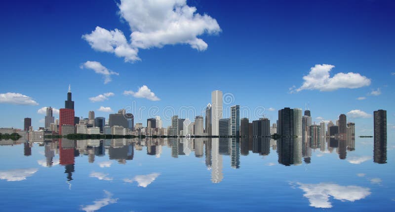 Chicago skyline and reflection