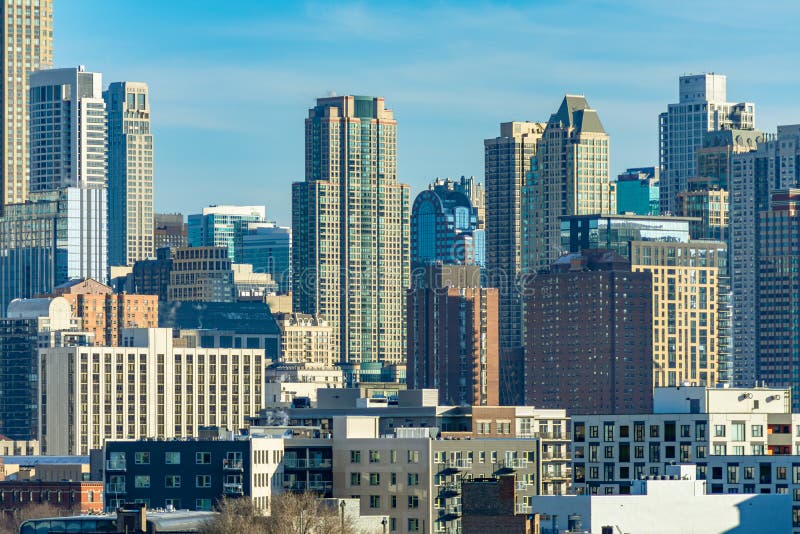 Chicago Skyline Scene with Buildings in River North royalty free stock images Chicago Skyline Scene with Buildings in River North royalty free stock images