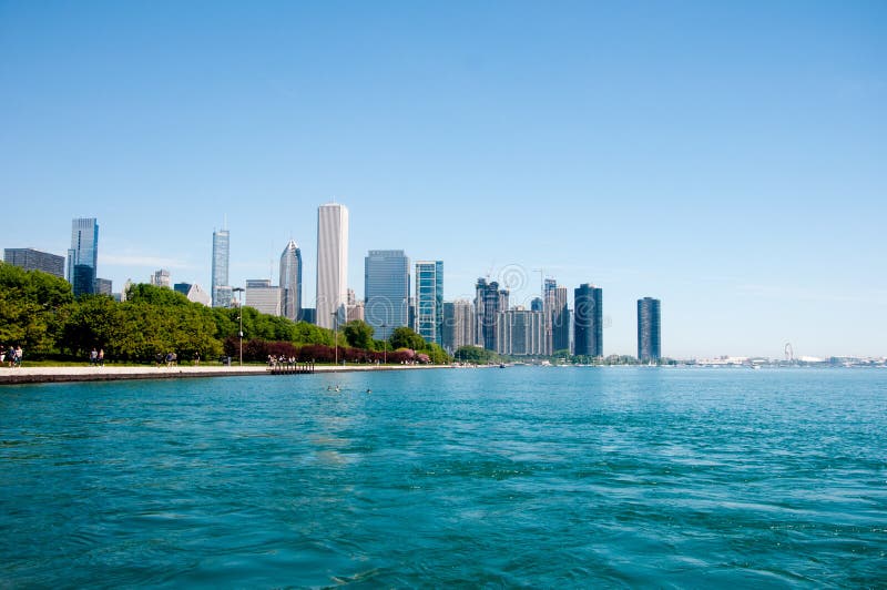 Chicago Skyline from Shedd Aquarium stock photos Chicago Skyline from Shedd Aquarium stock photos