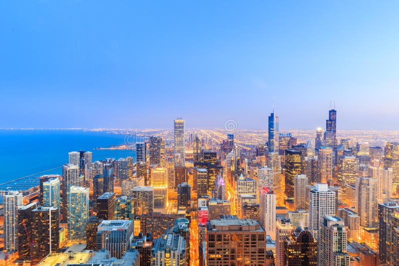 Chicago skyline view over Lake Michigan. royalty free stock photography Chicago skyline view over Lake Michigan. royalty free stock photography