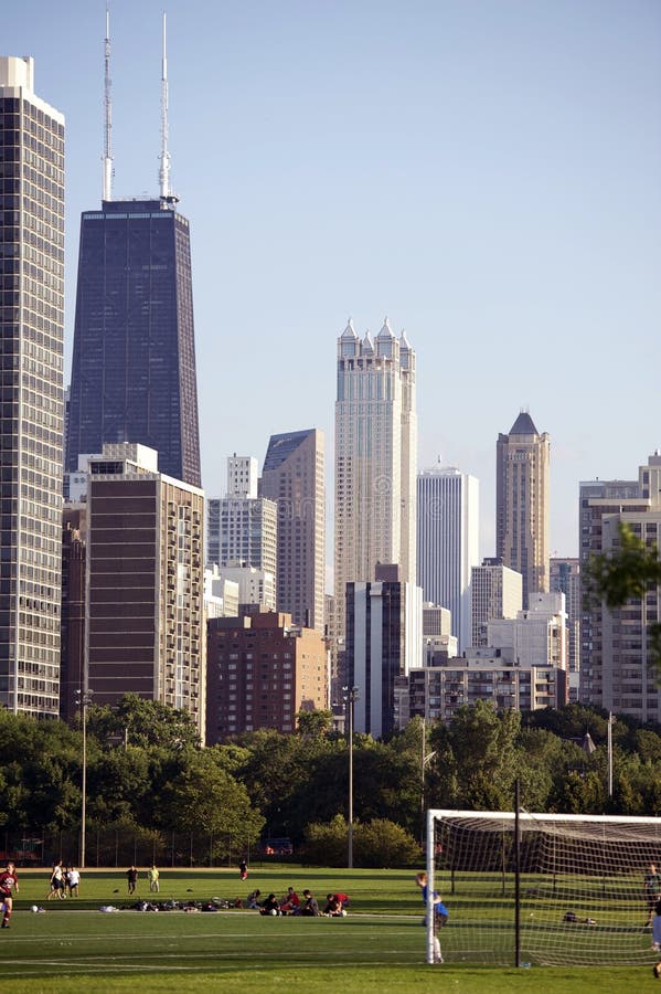 Chicago Soccer stock photo. Image of skyscrapers, field 25963092