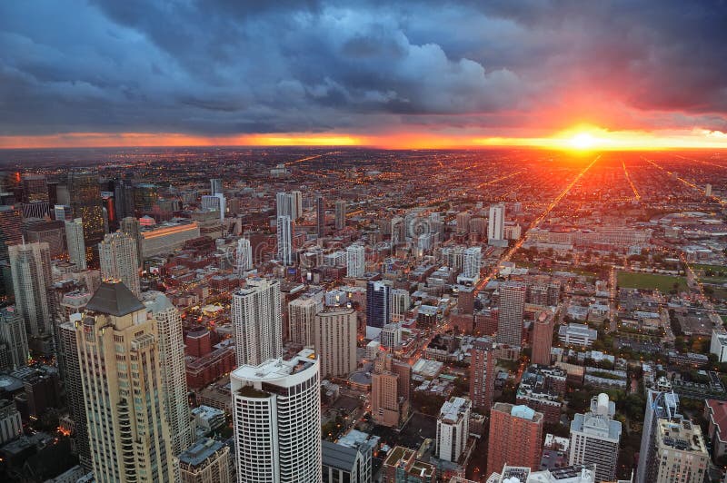 chicago solnedgång arkivfoto chicago solnedgång arkivfoto
