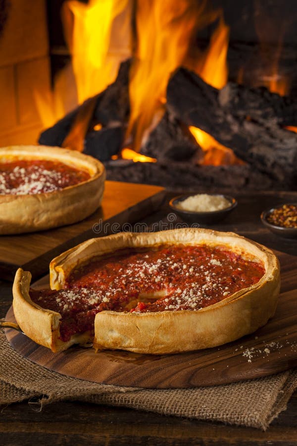Chicago Style Deep Dish Cheese Pizza Stock Photo Image of food