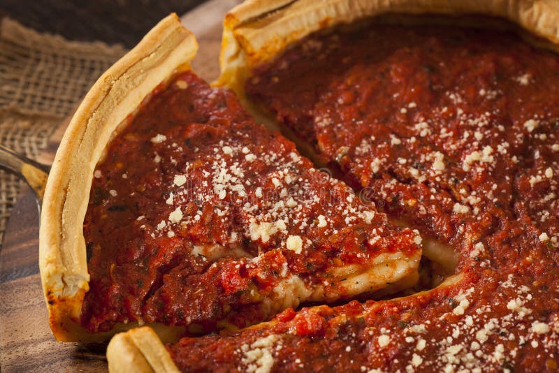 Chicago Style Deep Dish Cheese Pizza Stock Photo Image of sauce