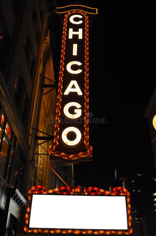 Chicago theatre sign at night stock photos Chicago theatre sign at night stock photos