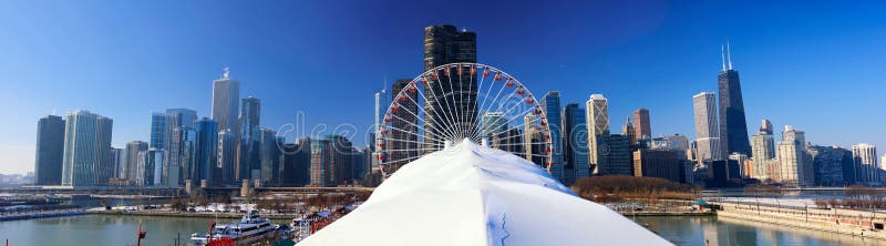 Chicagowska marynarki wojennej mola panorama zdjęcie royalty free