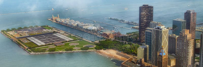 Chicagowska marynarki wojennej mola panorama zdjęcia stock