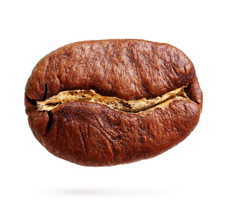 Chicco di caffè nero isolato fotografie stock