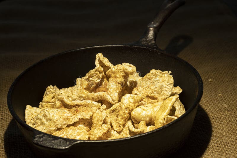 Chicharrones Aka Pork Skins, Greaves or Cracklins. Stock Image Image