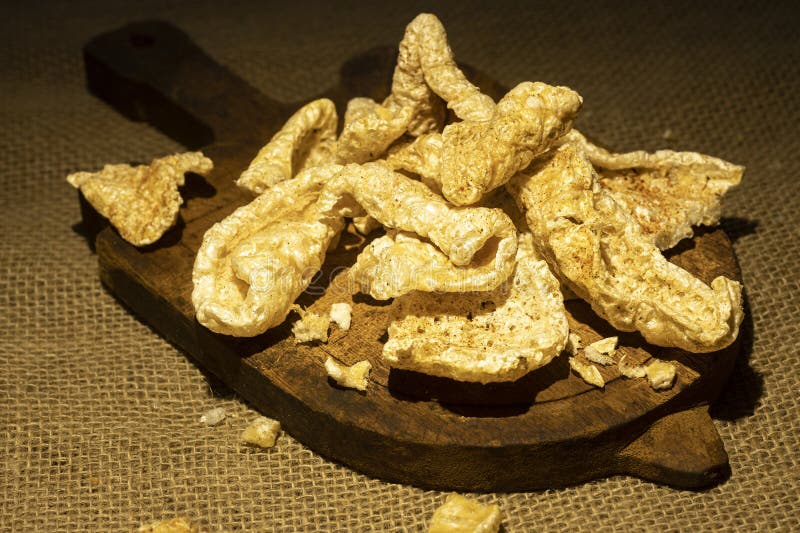 Chicharrones Aka Pork Skins, Greaves or Cracklins. Stock Image Image